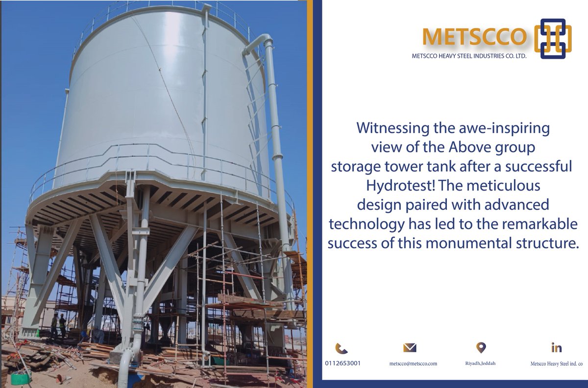 METSCCO's tweet photo. #SWCC #AlRawaf #storage #tanks #hydrotesting #painting #projectcompletion #AboveGround #StorageTower #Hydrotest #DesignSuccess #SWCC #AlRawaf https://t.co/0eF3CPM0S5