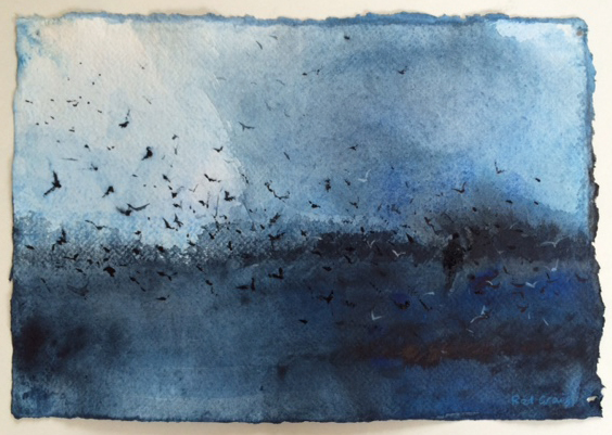 'Kind of Blue' watercolour on rag paper