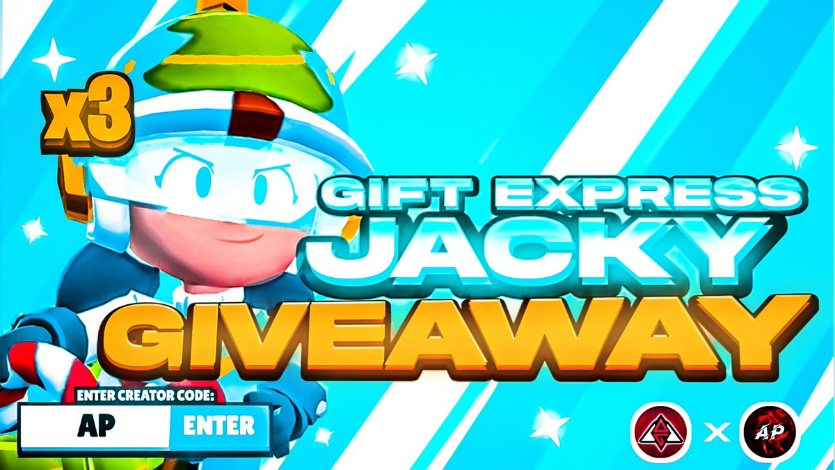 🎉#GiftExpressJackyGiveaway🎉
x3 Gift Express Jacky Skin Giveaway!

To enter:
💌Follow <a href="/MrAPGaming/">Code: AP</a> &amp; <a href="/Mr_Magma23/">Code : MAGMA</a> 
❤Like + ♻ Retweet

3 Random Winners will be chosen on 10th Nov. 2023!
Good Luck🤝🏻

#SupercellPartner #CodeAP