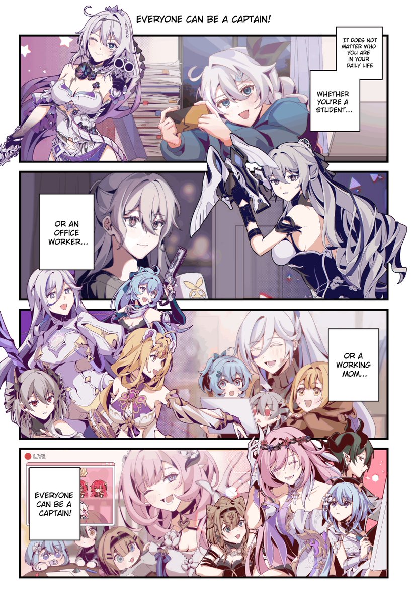 SEA 6th Anniversary Yonkoma Series: Everyone can be a Captain! We are all Captains! Kudos to Captain @hauxse for the amazing fanwork! #Honkai6thAnniv #HonkaiImpact3