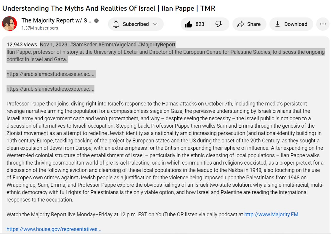 dsshake's tweet image. 2/ Nov 1, 2023 #SamSeder #MajorityReport
Ilan Pappe, professor of history at the University of Exeter and Director of the European Centre for Palestine Studies, to discuss the ongoing conflict in Israel and Gaza.  

arabislamicstudies.exeter.ac.... 
#IsraelPalestineWar