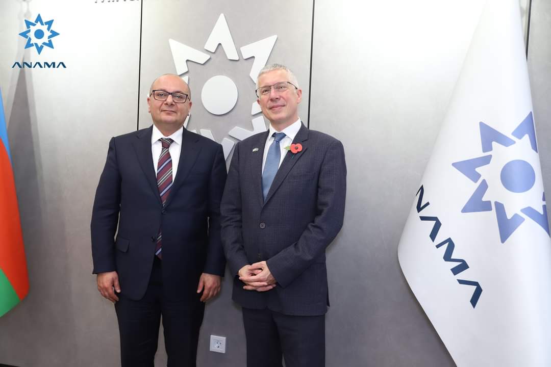ANAMA_gov_az's tweet photo. Vugar Suleymanov, Chairman of the Board of ANAMA, met with @FergusAuldFCDO and discussed UK support for mine action in Azerbaijan.
#ANAMA #MineAction #MineAwareness #Landmine #MineVictim #Azerbaijan #Karabakh #LandmineDetection #Demining #StopMineTerror #LandmineFree https://t.co/4CjNADNSj1
