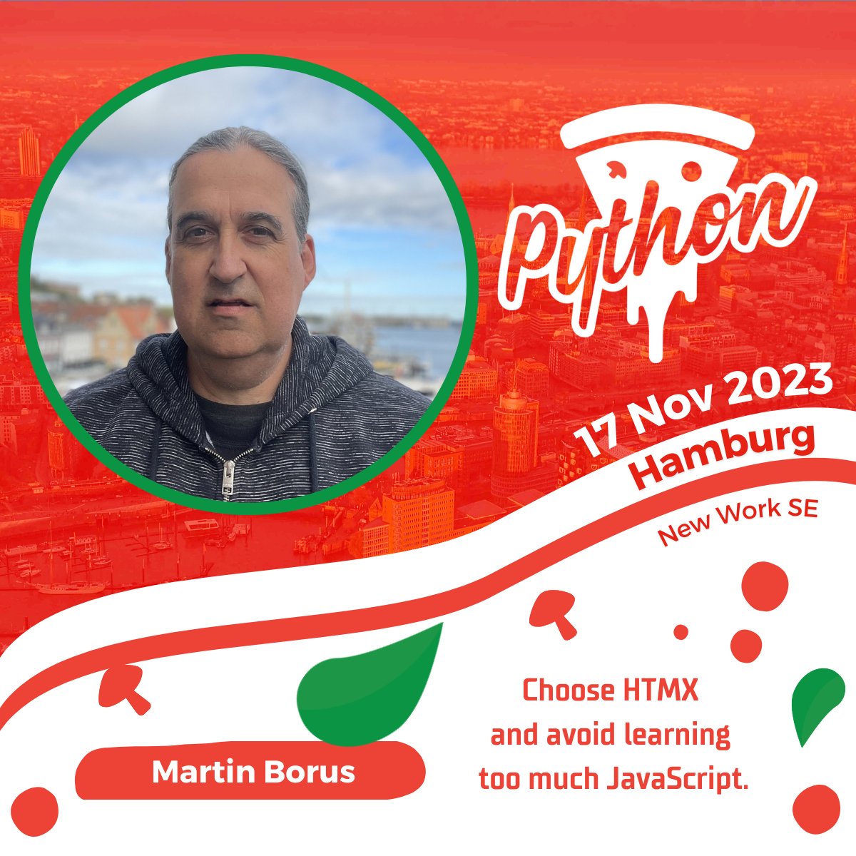 pythonpizzaconf's tweet photo. Even 😜 Python developers need sometimes to write interactive web interfaces for applications. 

So how can we do that without learning lots of JavaScript?

 @mborus will get you started with HTMX and show you a simple project served by a #FastAPI backend!

#PythonPizzaHH2023 https://t.co/rX7SD3vaj2
