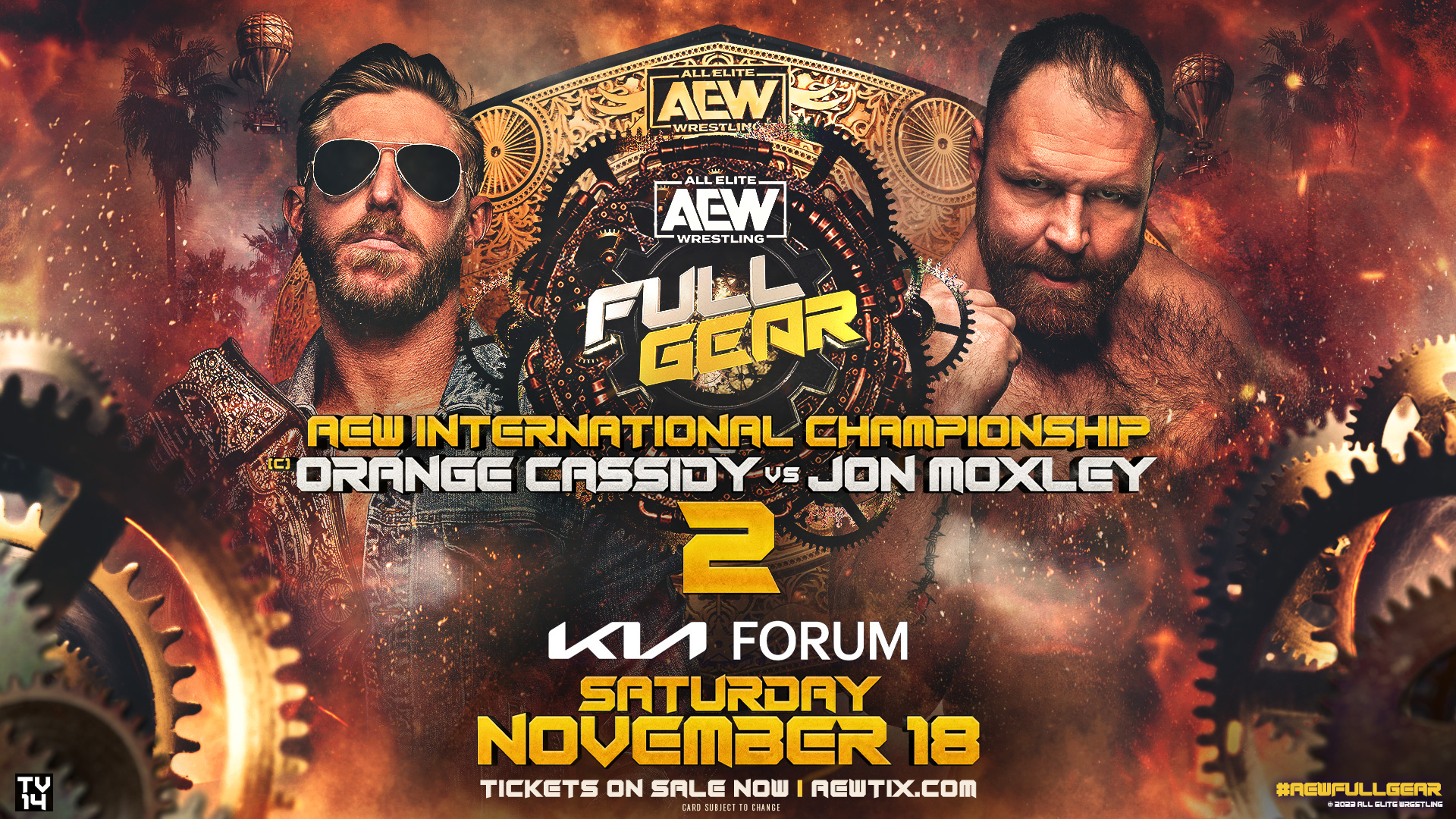 All Elite Wrestling on X: "Saturday, Nov. 18 #AEWFullGear LIVE on PPV  @thekiaforum | LA #AEW International Championship! Orange Cassidy (c) vs. Jon  Moxley II The rematch for the #AEW International Title
