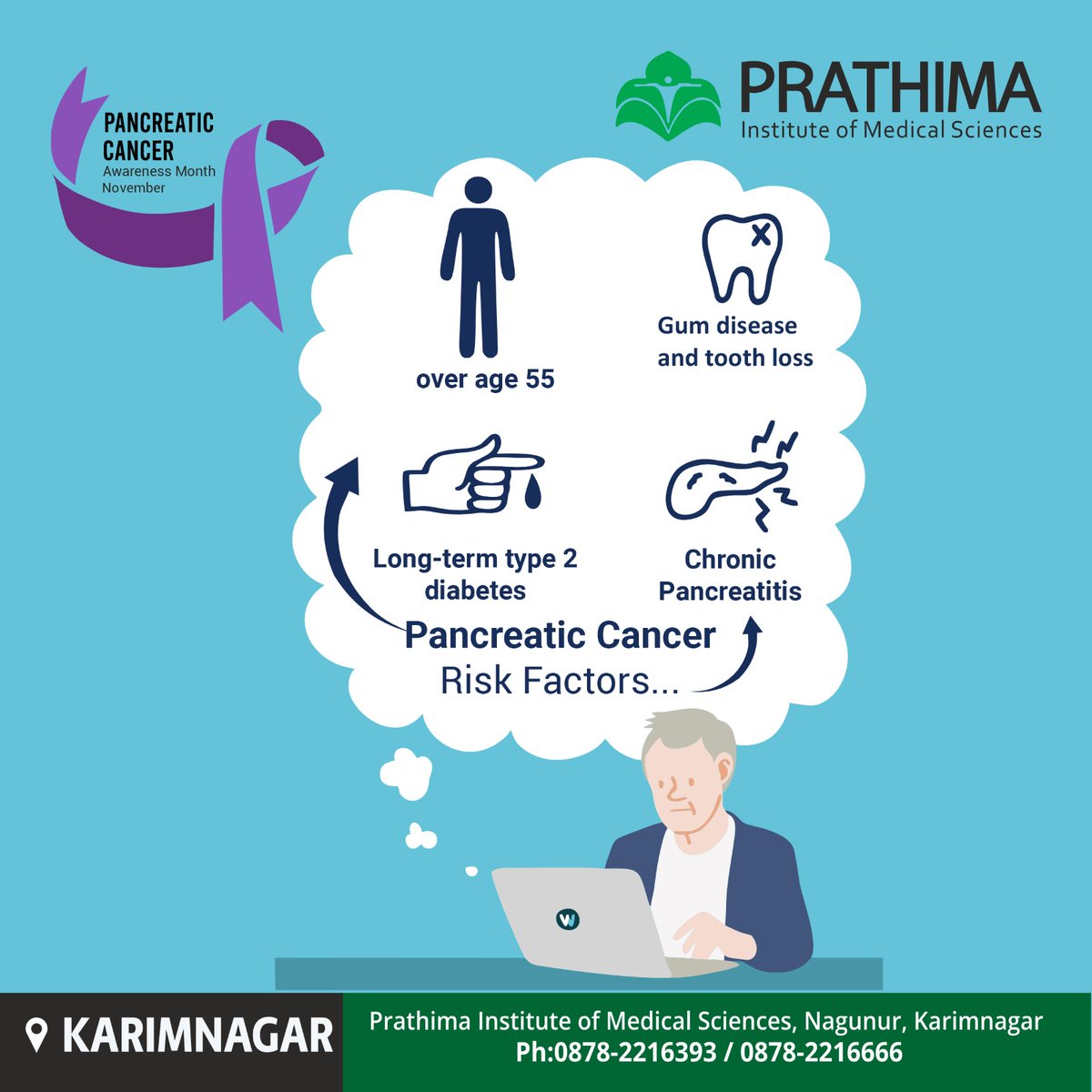 Pancreatic Cancer Risk Factors...

#PancreaticCancerAwareness #WageHope #DemandBetter #PANCaware #KnowItFightItEndIt #EarlyDetectionSavesLives #trendingnow #prathimainstituteofmedicalsciences #prathima #PIMS