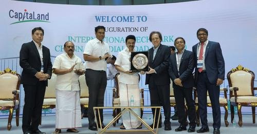 InformedAlerts's tweet image. #MKStalinCM inaugurates Phase I of Capitaland International Tech Park - Radial Road, Chennai. Phase II, a 1.3M sqft block, to follow in a year. #IGBCPlatinum-rated office space developed by Singapore's #Capitaland. Also, investments in #Chennai's data centers. #ChennaiTechPark