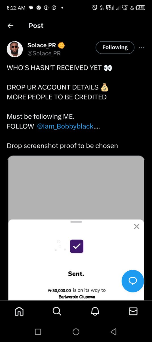 ijazy234's tweet photo. @Solace_PR @Iam_Bobbyblack Bank Name: PalmPay
Discovered your awesome content at https://t.co/3OmByyWemY. Your passion is motivating, thank you for sharing.
Account Name: OPEYEMI SAMSON IJALANA Account No. 7037786001 https://t.co/sH9uezwPCO