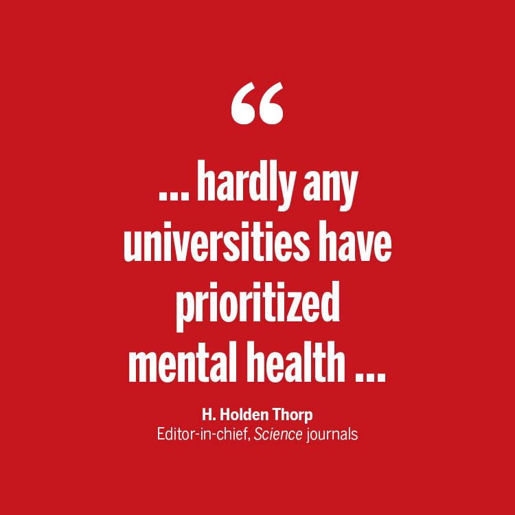 ScienceMagazine's tweet image. &quot;The success of higher education depends on enabling students to fulfill their potential. This rests squarely on mental well-being,&quot; argues Science&apos;s Editor-in-Chief H. Holden Thorp in a new #ScienceEditorial on #MentalHealth at universities. scim.ag/4FD