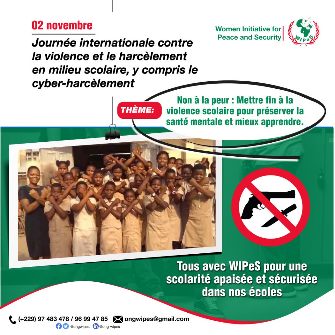 ongwipes's tweet photo. WIPeS célèbre la journée de la scolarité sans harcèlement

#nonalapeurenmilieuscolaire
#scolaritesansharcelement
#wipespaixetsecurite https://t.co/YWvjbHxr2h