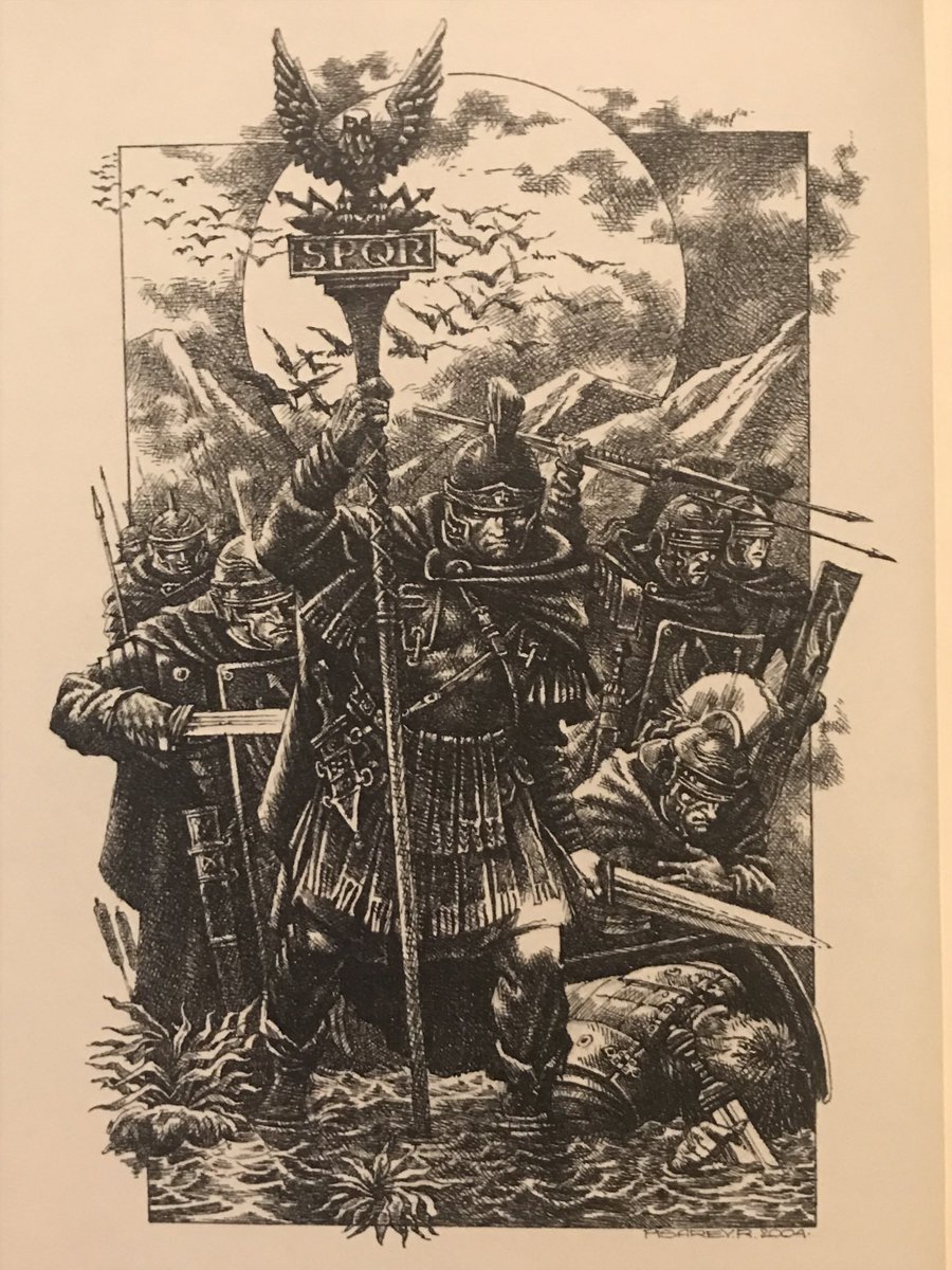 Last stand of the Ninth. One of the stunning illustrations by Roman Pisarev in the 2005 Folio edition of Rosemary Sutcliff’s The Eagle of the Ninth. An unlucky unit, this would also stand in well for their defeat by Boudica in AD60 #RomanFortThursday #Echolands