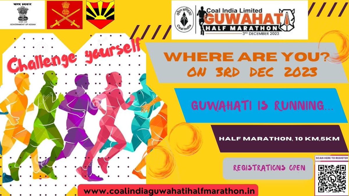 # Guwahati Marathon
#CIGHM2023
Guwahati Half Marathon is here. Lace up your shoes and get ready. Remember, 'The only limits that exists are the ones you place yourselves ' BREAK THROUGH,  RUN STRONG.
@ adgpi
@easterncommand
@GajrajCorps_IA
@assam_sports