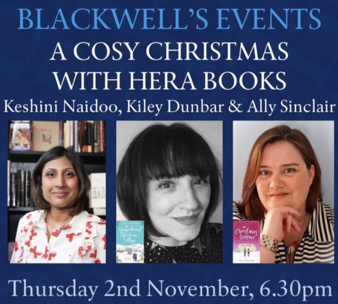 🎄TONIGHT!🎄

Join us for a special COSY CHRISTMAS event with <a href="/HeraBooks/">Hera Books</a>! Kiley Dunbar and Ally Sinclair will be talking to Keshini Naidoo about their new books THE GINGERBREAD CHRISTMAS VILLAGE and THE CHRISTMAS SEASON.

Doors: 6.30, starts: 6.45

🥂 on arrival! 

🎫👇🏻