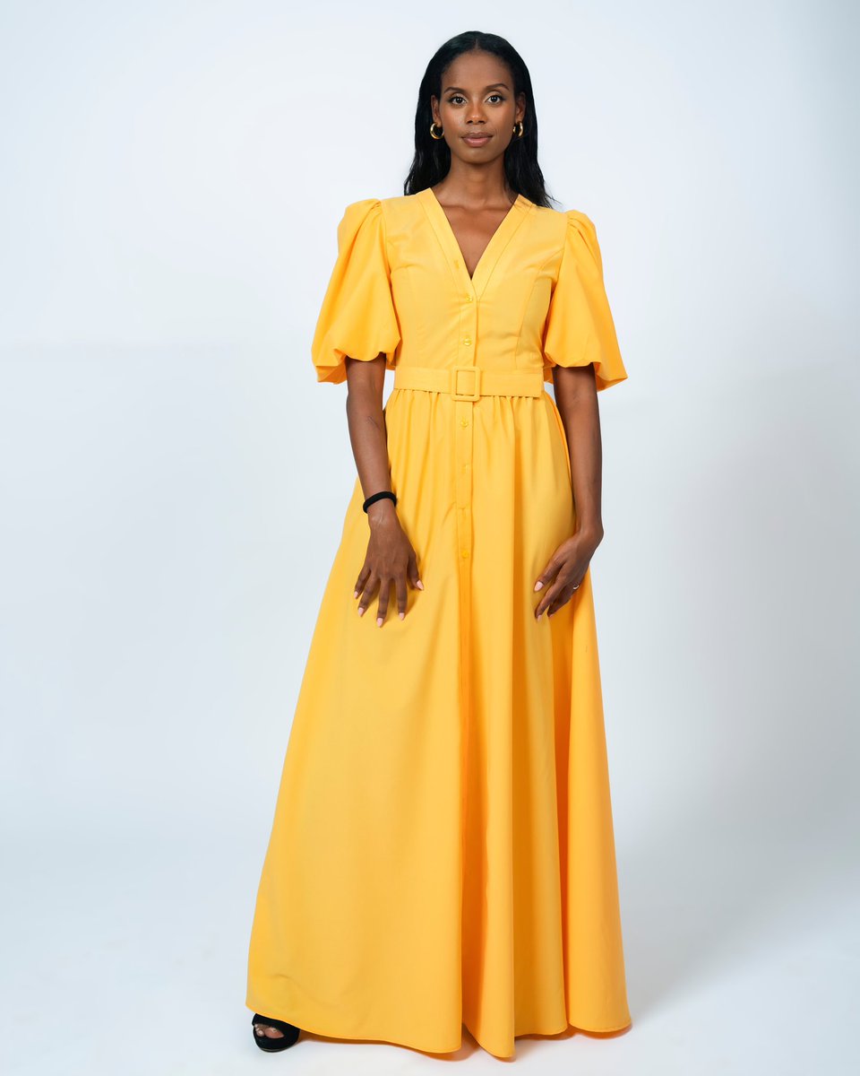 soniamugabo's tweet image. Introducing the "Kobwa" Dress, a radiant sunshine yellow maxi dress featuring a belted waist and elegantly puffy sleeves. 

#soniamugabo #Xcollection #madeinRwanda #ss24 #africanfashion