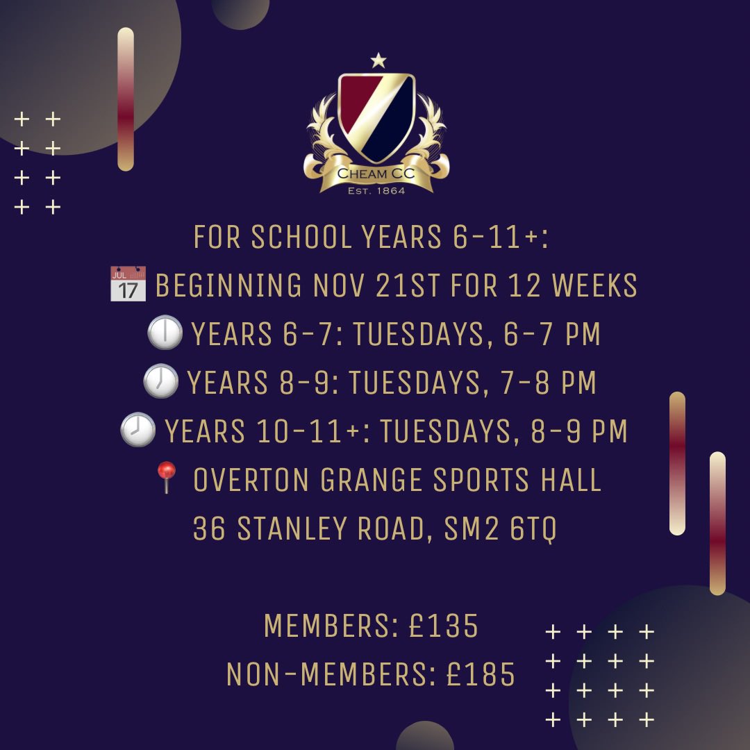 Cheam Cricket Club (@cheam_cc) on Twitter photo ๐ Winter Cricket Training Alert! ๐
Parents, itโs time to gear up your young cricket enthusiasts for our Winter Training Program! Donโt let the chill dampen the cricket spirit. โ๏ธ๐
To register simply click the link in the bio and complete the form! ๐ Winter Cricket Training Alert! ๐
Parents, itโs time to gear up your young cricket enthusiasts for our Winter Training Program! Donโt let the chill dampen the cricket spirit. โ๏ธ๐
To register simply click the link in the bio and complete the form!