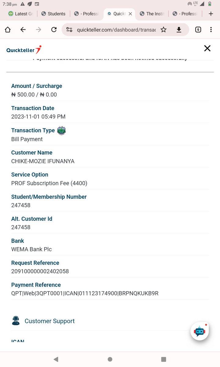 OkeAaron's tweet photo. @ICAN_NGR Good morning ICAN,
I made a payment of balance subscription lying on my friend dashboard of ₦400 yesterday, but the payment is not reflecting, I have even made several other payments, please help. I have sent an email but no response. I need to pay for exams https://t.co/DWZD1iIPEF