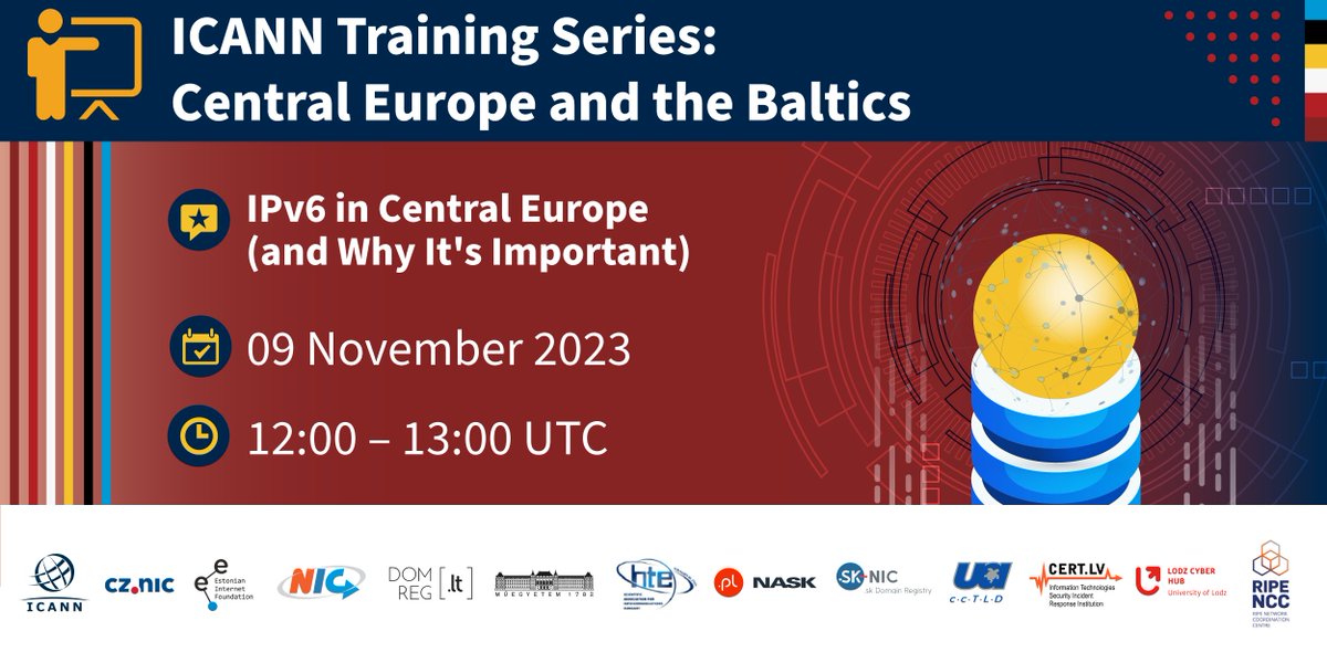 Interested in IPv6? Learn more on what the current status of IPv6 is in Central Europe & the Baltics at our webinar on 9th November: features.icann.org/event/icann-or… Many thanks to Suzanne Taylor @ripencc who will bring us the insights!