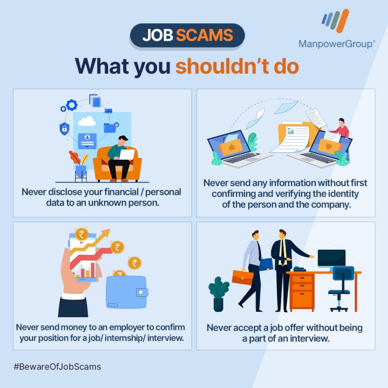 ManpowerSAJobs's tweet photo. In the world of #JobHunting, vigilance is your strongest asset!🧐
Beware of #JobScams and please practice caution in your #JobSearch.💰

🚨If anyone suspicious is contacting you from "Manpower"/"ManpowerGroup", please e-Mail info@manpower.co.za 🗣️
#ManpowerGroupSA #JobAdvice https://t.co/wSU89l8100