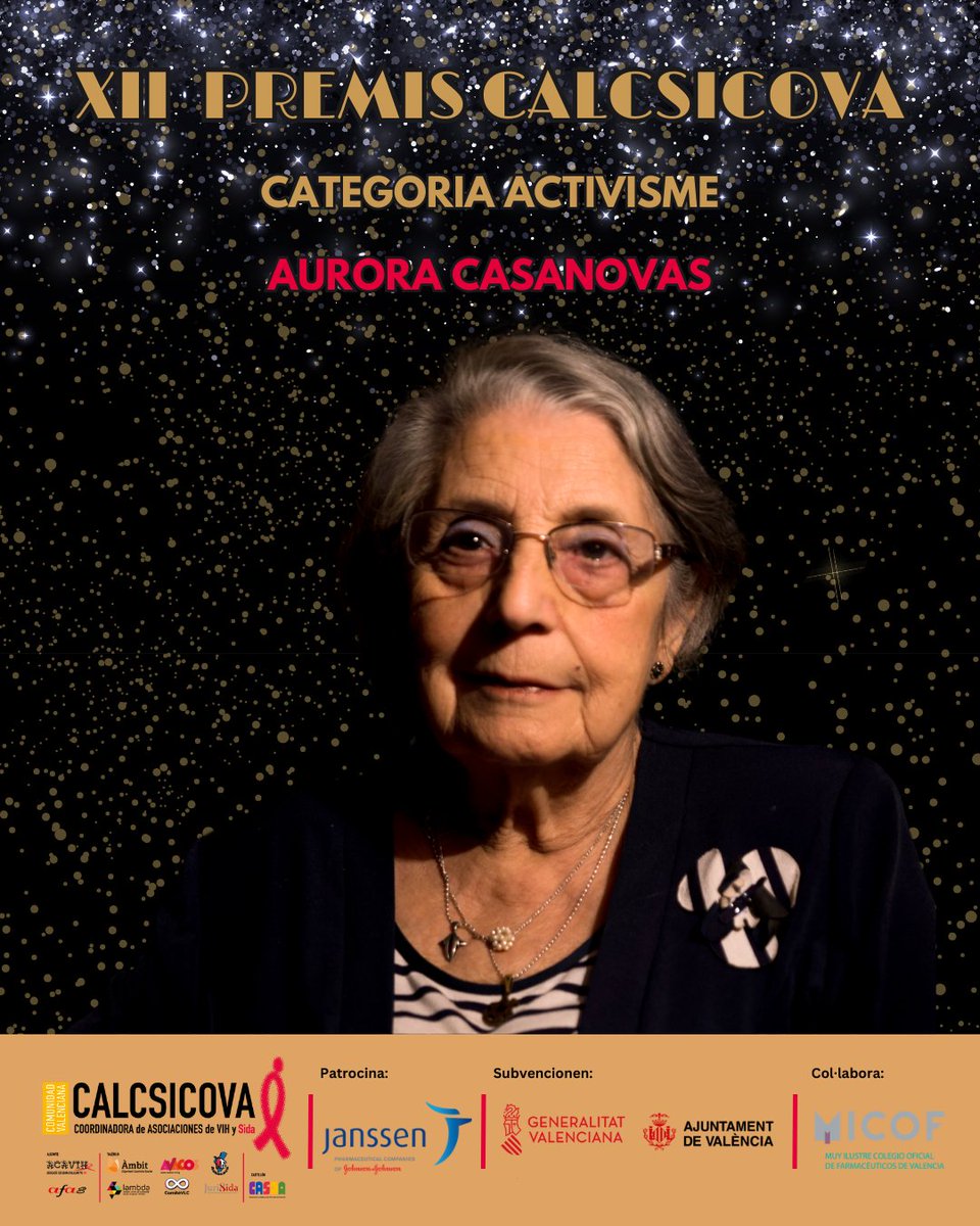 calcsicova's tweet photo. Finalment, en la Categoria #Activisme dels #XIIPremisCALCSICOVA🏆 rep un guardó Aurora Casanovas, activista des dels anys 80, especialment en @ComiteVLC i mare de Ramón Espacio

🗓3 de novembre (demà!)
⏰16:00 H
📍@micofvlc

Més info📲https://t.co/pJcu5t8bxv https://t.co/P3xyioBXT4