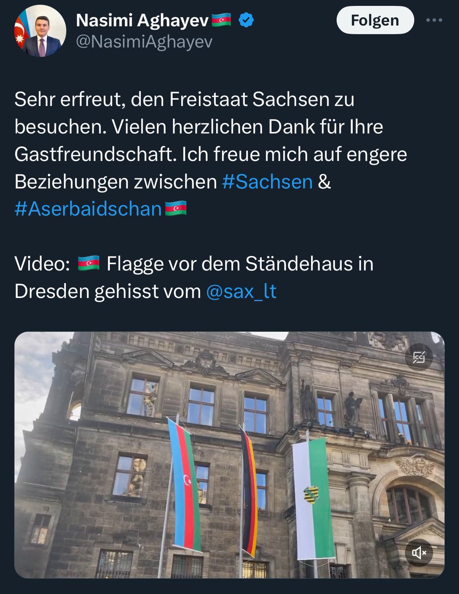 dhbln's tweet photo. Das aserbaidschanische Regime hat vor einem Monat über 100000 Menschen vertrieben, lässt politische Gegner im Gefängnis verrotten und richtet Kriegsgefangene vor laufender Kamera hin. 

In Sachsen scheint man davon begeistert zu sein. 

@sax_lt https://t.co/aLX1sUs9n3