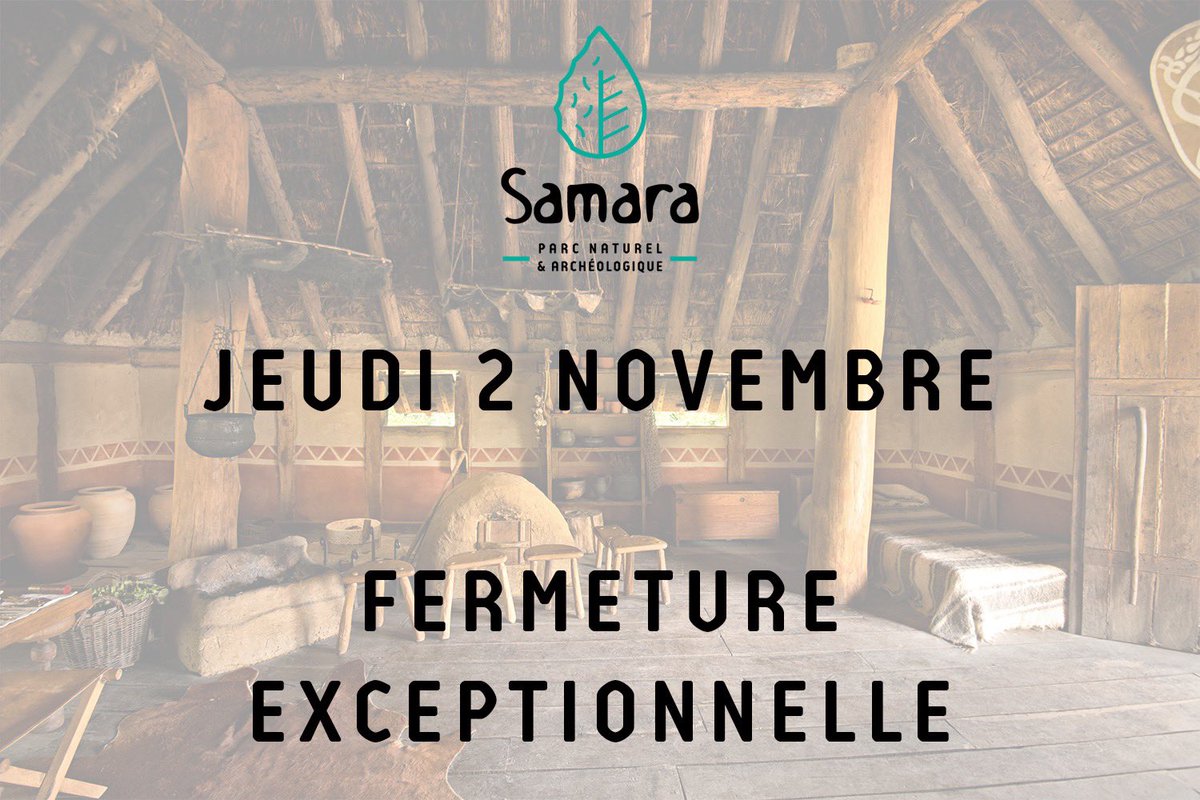 [ Tempête Ciaran ] ⚠️ <a href="/Samara_Parc/">Samara Parc Archéologique</a> est exceptionnellement fermé ce jeudi 2 novembre 2023 pour cause de mauvaises conditions météorologiques !

#sommepatrimoine #samara #samaraparcarcheologique #tempete #ciaran #fermeture #fermé