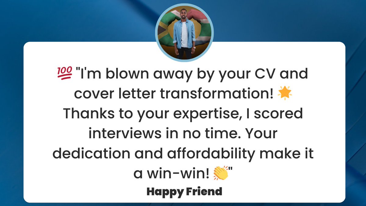 ProCVMadeEASY's tweet photo. Wondering why employers and recruiters are raving about our ATS-friendly CVs?
🤔 Uncover the magic behind them with our Pro Revamp CV.
Your CV in action here, #jobseekersSA
👇🏿
-
https://t.co/OG7YjVqXkI
-
Ravi, Protea Fire, NZ vs SA, #HungryLikeALion, #MDNTV, Cape Town Spurs https://t.co/9GKZb2ug5R