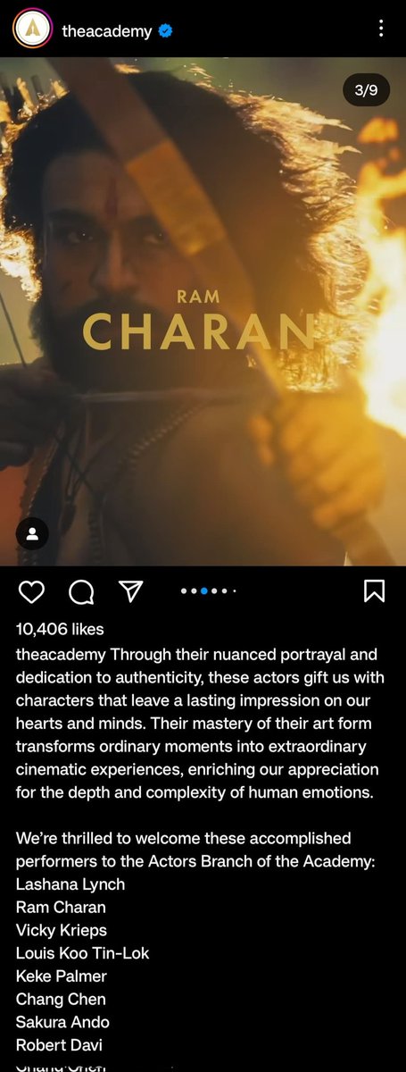 Teamchiru_srpt's tweet photo. The Global Star @AlwaysRamCharan has been officially welcomed into the prestigious Actors Branch at @TheAcademy. 👏👌

Hearty congratulations to #RamCharan Garu for this monumental achievement! 🌟

#GlobalStarRamCharan #GameChanger #ManOfMassesRamCharan #RRR #TheAcademy https://t.co/9hmzlNoRmu