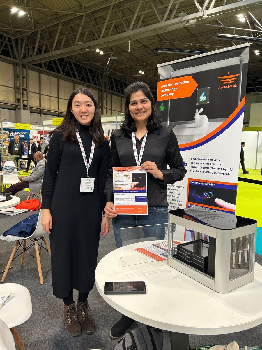 AcoustoFab's tweet photo. @AcoustoFab, a game-changing @ucl startup, attends #AdvancedEngineeringUK to demonstrate its novel capabilities on next gen industry applications by #contactless and #hybrid sound manipulation techniques. #AEUK23 #disruptiveinnovation @uclcs @UCLEnterprise @UCLEngineering @thenec https://t.co/nJZJdzSI2g