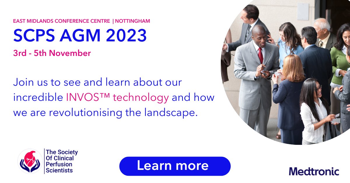 Medtronic Respiratory & Monitoring Solutions EMEA (@mdt_rms_emea) on Twitter photo Medtronic is sponsoring the 2023 <a href="/SCPS_perfusion/">Society of Clinical Perfusion Scientists of GB&I</a> Annual General Meeting from November 3-5! Come visit Medtronic booth and see how our INVOS™ 7100 can optimize your perfusion: bit.ly/46VUVyX
#education #patientsafety #anesthesia Medtronic is sponsoring the 2023 <a href="/SCPS_perfusion/">Society of Clinical Perfusion Scientists of GB&I</a> Annual General Meeting from November 3-5! Come visit Medtronic booth and see how our INVOS™ 7100 can optimize your perfusion: bit.ly/46VUVyX
#education #patientsafety #anesthesia