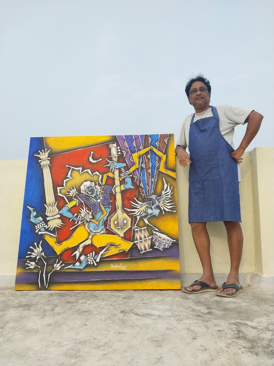 naraharipunnaa's tweet photo. Title: "Melody of Sitar"
Size: 4' X 4' fts
Medium: Mixed media (Acrylic, Charcoal and Oil) on Strectched Canvas
#acryliconcanvas #acrylicpaintings #acrylicpainting #paintingoncanvas #paintingsforsale #artforsale #paintingforsale #paintingsale #abstractart #art #saatchiartgallery https://t.co/LPJRt5w4Ad
