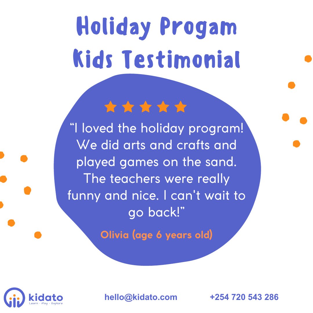 Our Holiday Program Kids had great things to say 🤩🤗.

Give your child a chance to learn new skills and network with like-minded peers.

Register here 👉🏼: shorturl.at/qOPRT

#KidatoFun #CBCHoliday #HolidayProgram