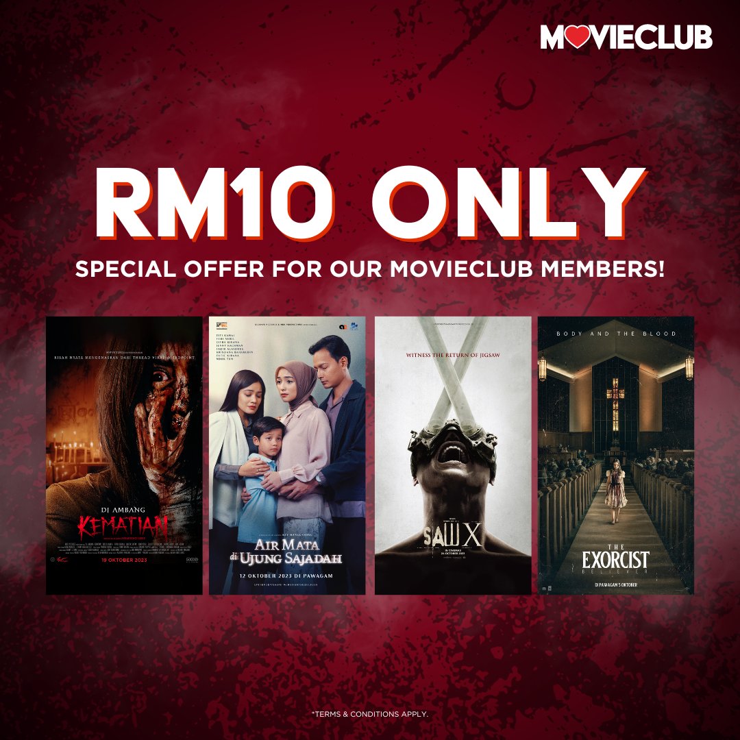 Tiket murah di TGV gaisss! Jom tengok wayang bersama? 🤩

#DiAmbangKematian 🎟️ bit.ly/TGV-DAK
#AirMataDiUjungSajadah 🎟️ bit.ly/TGV-AMDUS
#SawX 🎟️ bit.ly/TGV-SAWX
#TheExorcistBeliever 🎟️ bit.ly/TGV-TEB