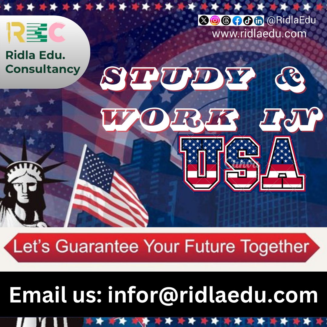 Exciting news! 🌟 Let's guarantee your future together and pave the way for your education and career in the USA! 🎓🇺🇸 Unlock endless opportunities, broaden your horizons, and make your dreams a reality. Let's embark on this journey together! #StudyUSA #WorkInUSA #FutureReady 🚀