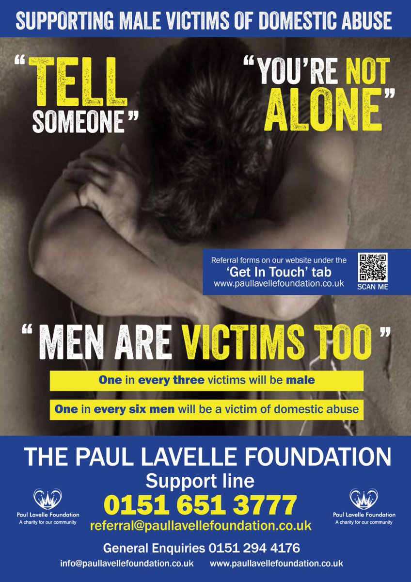 it's Supporting Male Victims of Domestic Abuse Day - Let’s break the silence Anyone can contact us on our referral page in strict confidence and speak to our superb team paullavellefoundation.co.uk/referral-forms…