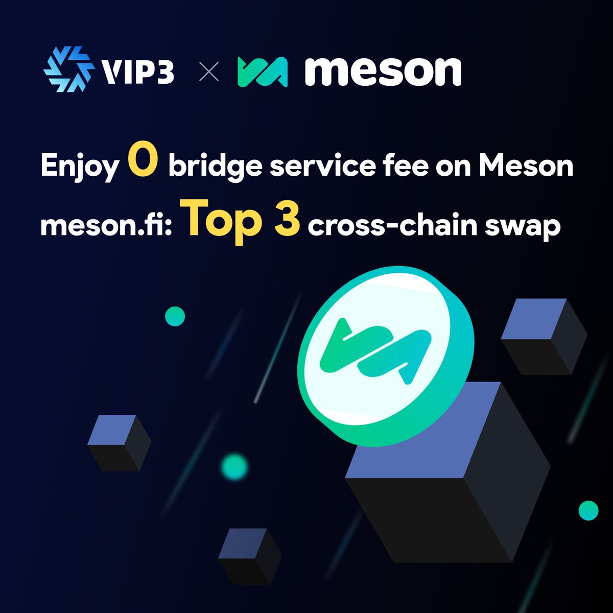 VIP3 (@web3vip) on Twitter photo 🎁New benefit for VIP3 holders!
<a href="/mesonfi/">Meson Finance</a> is the top 3 cross-chain swap platform
💥VIP3 holders can get 100% bridge service fee cashback when using Mesonfi
Enjoy your 0⃣️ fee here:dapp.vip3.io/benefit/80 🎁New benefit for VIP3 holders!
<a href="/mesonfi/">Meson Finance</a> is the top 3 cross-chain swap platform
💥VIP3 holders can get 100% bridge service fee cashback when using Mesonfi
Enjoy your 0⃣️ fee here:dapp.vip3.io/benefit/80