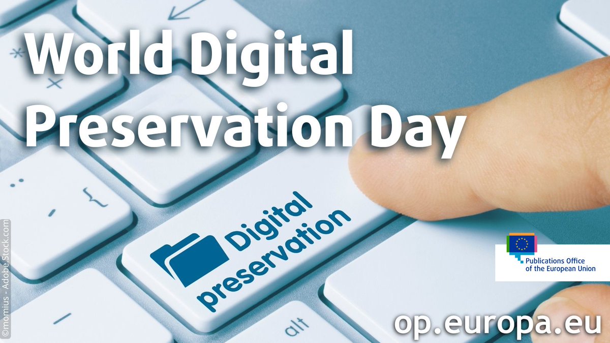 Wishing you a good #WorldDigitalPreservationDay today from myself and our web preservation team! 

At @EULawDataPubs we work to preserve EU content for all, for tomorrow and for future generations ... for #transparency and #accountability.

See our tweets today on @EULawDataPubs.