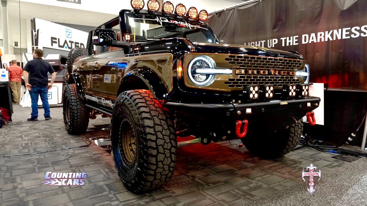 CountsKustoms's tweet photo. Come check out our newest Count’s Kustoms Bronco in @quakeled booth at @semashow 2023! It features @ryanatcounts’ paint job, not to mention Kustom upgrades that make this build truly pop!  #history #lasvegas #countskustoms #countingcars #metalcloak #mickeythompson #quakeled https://t.co/tHhvtuGrea