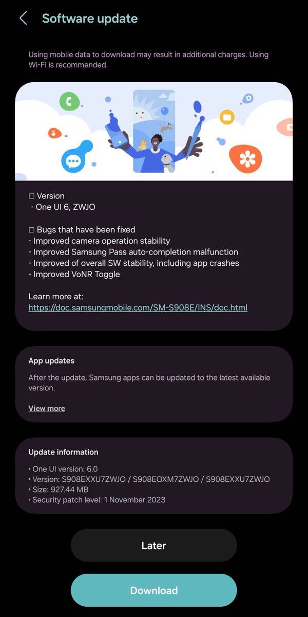 Breaking News ‼️ Samsung S22 Series One UI 6.0 Android 14 🚀 Beta 3 Update Is Available In India 🇮🇳 Build Version: S908EXXU7ZWJO/S908EOXM7ZWJO/S908EXXU7ZWJO Size: 927.44 MB Security Patch Level: 1 November 2023 🔐 #OneUI6 #GalaxyS22 #GalaxyS22Plus #GalaxyS22Ultra