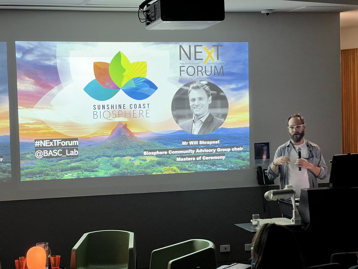 DrSilviaTavares's tweet photo. The 4th #NExTForum is on now. @GregMews introducing our MC for the evening, Mr Will Shrapnel. Today we celebrate and discuss the #BiosphereReserve ahead of @UNESCO International Day of Biosphere Reserves @usceduau @BASC_Lab https://t.co/lokMXQoBsQ