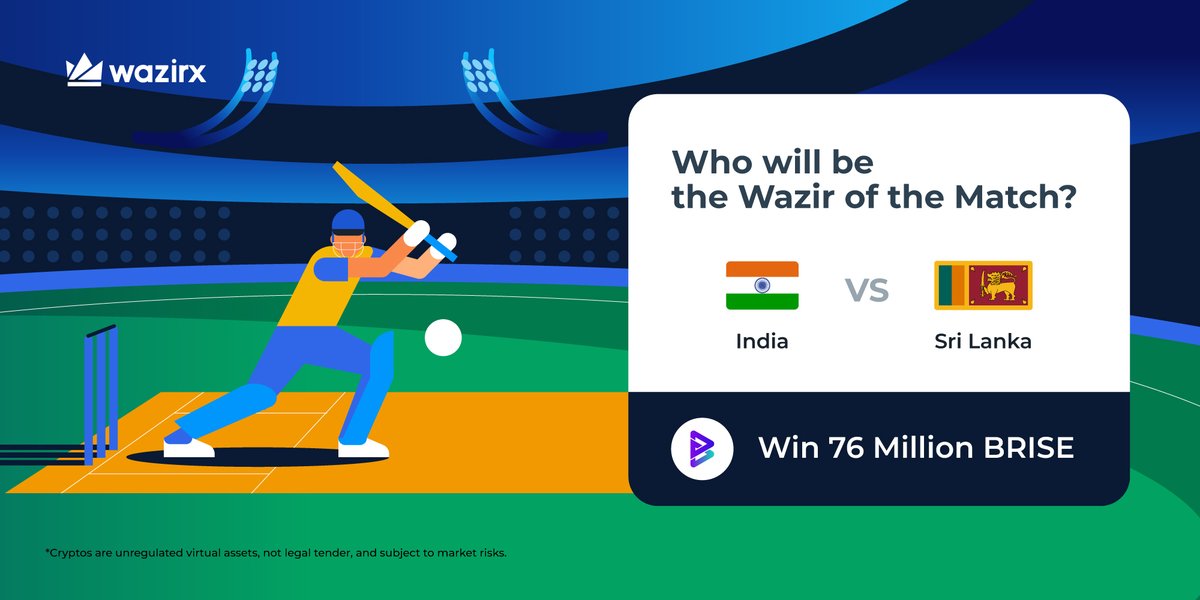 Round 6 of #CricketWorldCup2023 Giveaway is here 🏏

» Repost this tweet
» Follow <a href="/WazirXIndia/">WazirX: India Ka Bitcoin Exchange</a> &amp; <a href="/bitgertbrise/">Bitgert - $BRISE</a> 
» Reply who will be 'Man of the Match' using #WazirOfTheMatch

25 lucky winners will win 76 Million $BRISE each 💰

#INDvsSL