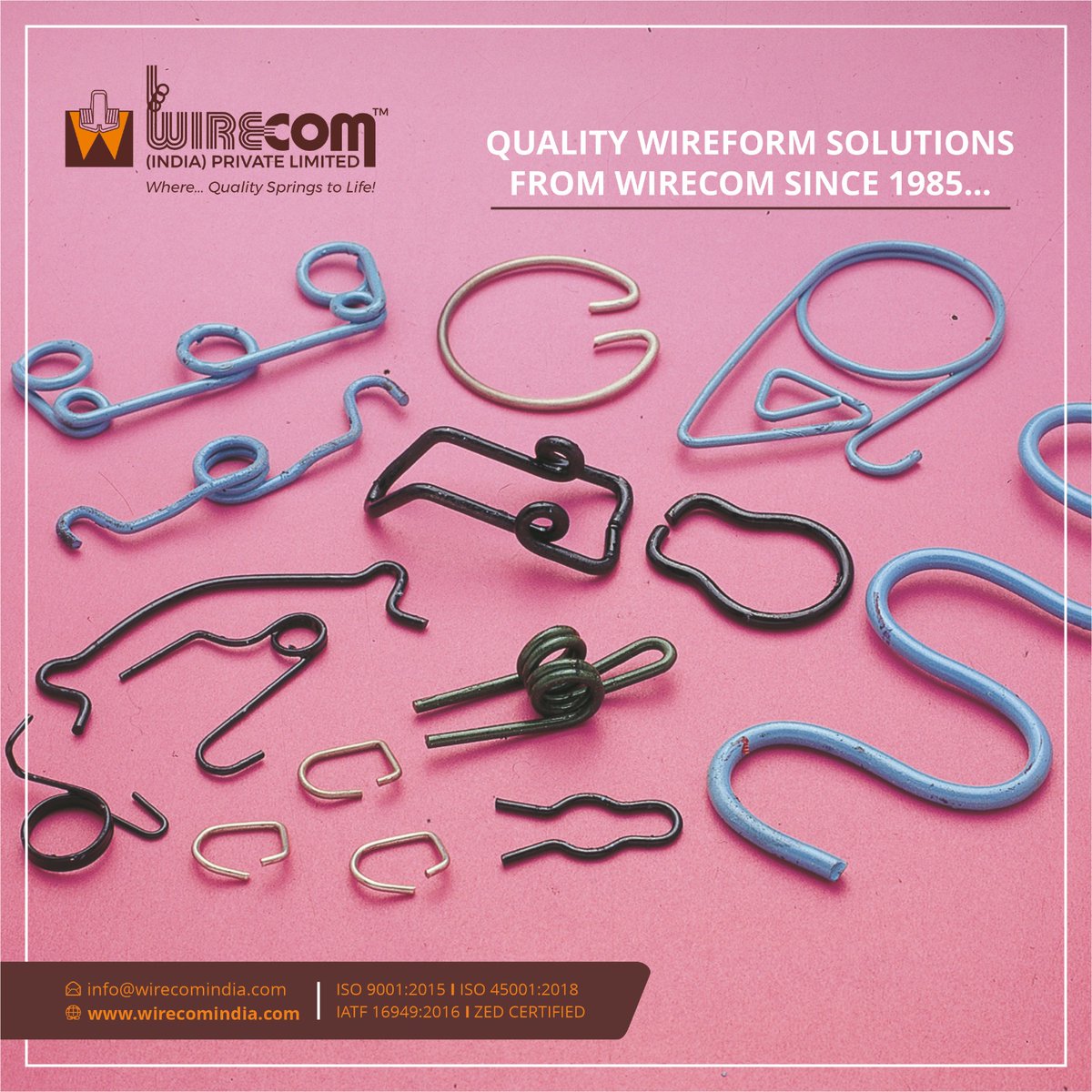 WirecomIndia's tweet image. Wirecom India design and customize different varieties of high quality wireforms accrording to the requirements of the manufacturers across the Globe. We provide quality spring solutions to all sectors since 1985.

#spring #springs #tensionspring #compressionspring #wireforms