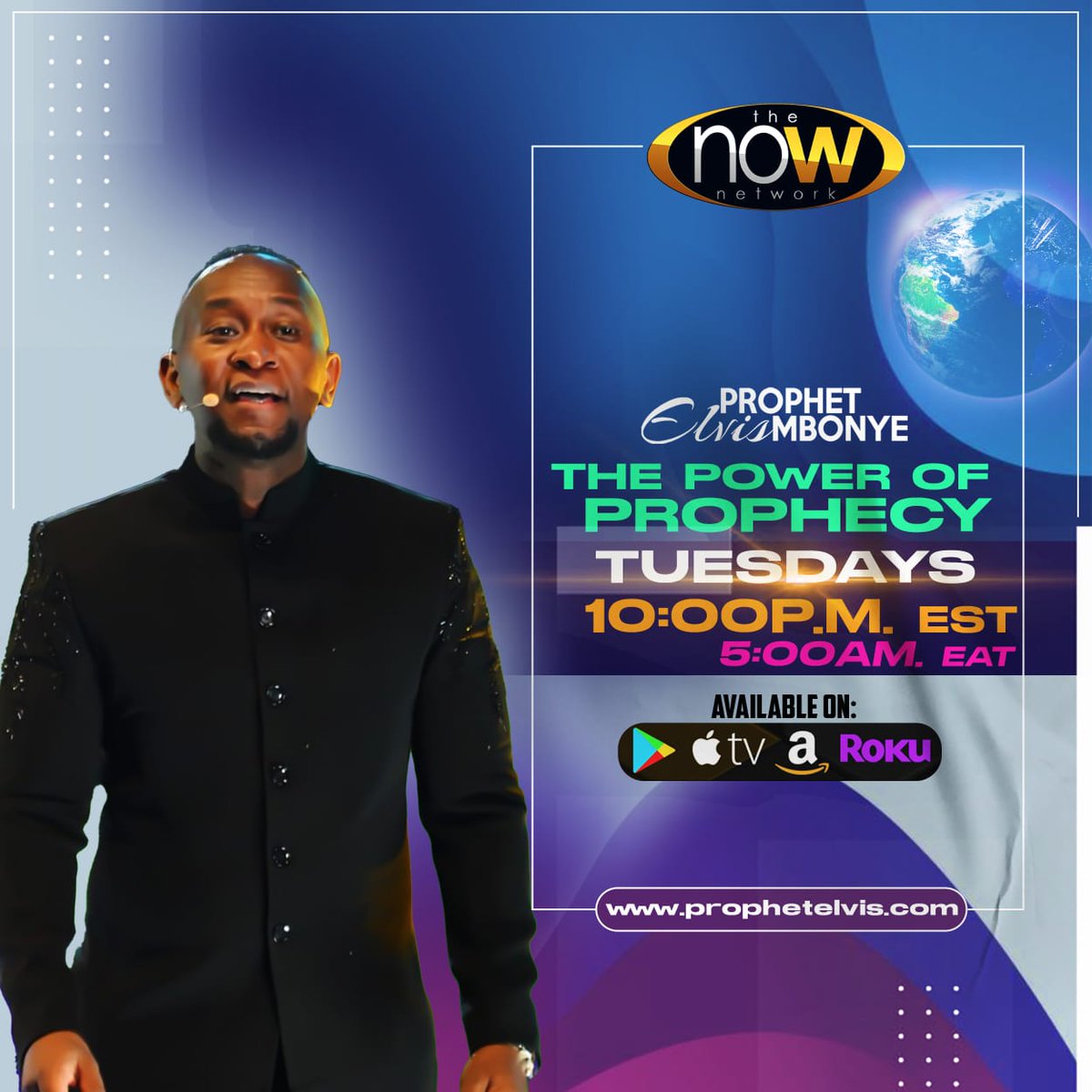 This Tuesday November 07, 2023! Prophet Elvis Mbonye on The NOW Network 10:00 pm Eastern Standard Time (EST)!! Live stream at prophetelvis.com/live #ProphetElvisMbonye