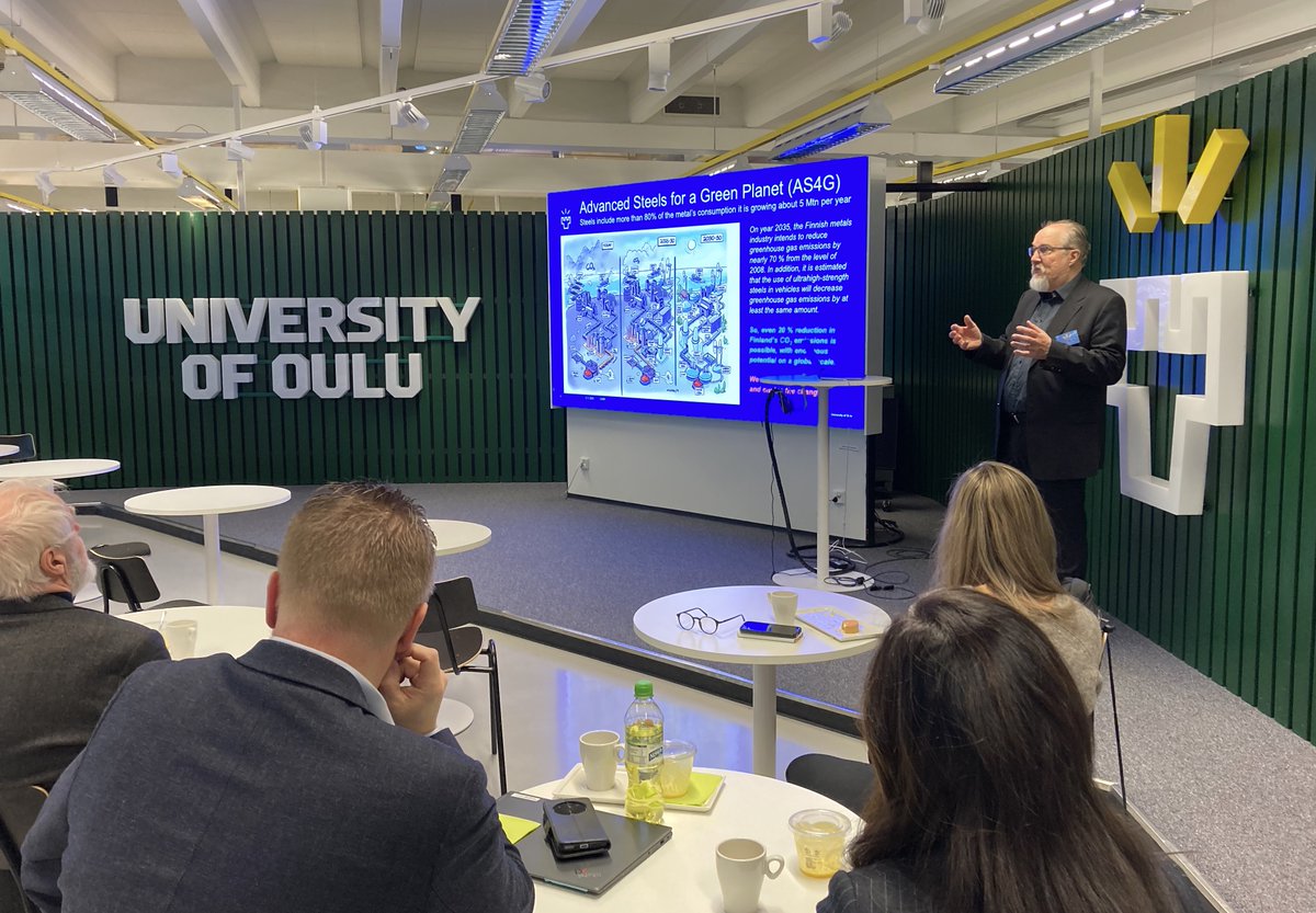 Rahoitamme <a href="/UniOulu/">University of Oulu</a> tutkimusta, jossa luodaan ratkaisuja terästeollisuuden päästöttömyyden tueksi mm. erikoislujan teräksen ja fotokatalyyttisen vedyn avulla.

Prof. @JukkaKomi valottaa tehtyä tutkimustyötä huippukiinnostavassa seminaarissa, jonka avasi dekaani <a href="/mirjaillikainen/">Mirja Illikainen</a>.