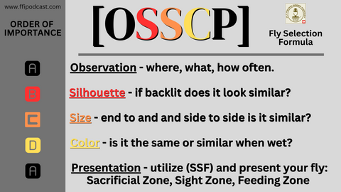 OSSCP Fly Selection Formula for Success ffipodcast.com/blogs/news/oss… Let's delve into the “OSSCP” Formula and provide explanations for each characteristic tailored to fly selection. First, we can walk through the overall formula...