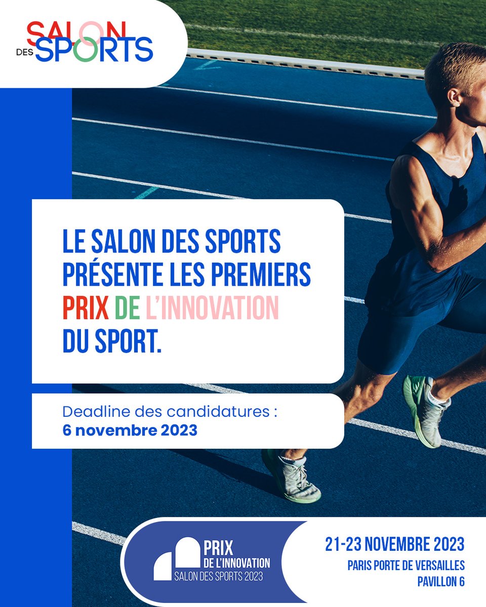 Le Salon des Sports récompense les solutions ou collaborations innovantes ! 🤽‍♀️💡

Vous en êtes l’instigateur ? Déposez votre candidature dans l’une des 4 catégories du Prix de l’Innovation du Sport 🏆

1. Développement des pratiques sportives &amp; actives
2. Modernisation des
