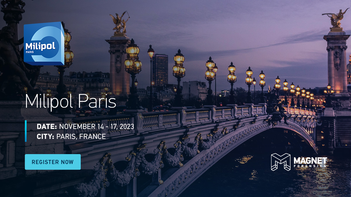 MagnetForensics's tweet image. We're looking forward to attending #Milipol Paris on November 14-17! Be sure to find us at Stand nr. 5 M142 to talk further about our product suite and how we can help you in your #DigitalInvestigations.