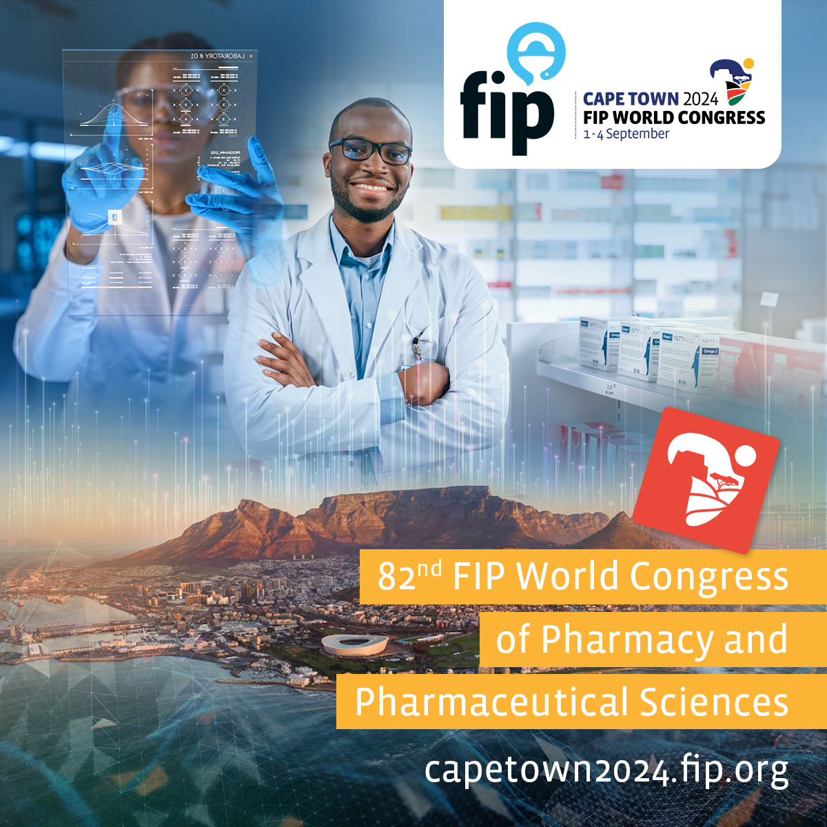 The 82nd #FIPWorldCongress will be held in Cape Town, South Africa, from 1 – 4 September 2024. We’ll be gathering under the theme “Innovating for the future of healthcare”. Join us to envision a future where #healthcare is #patient-centric, preventive and sustainable.