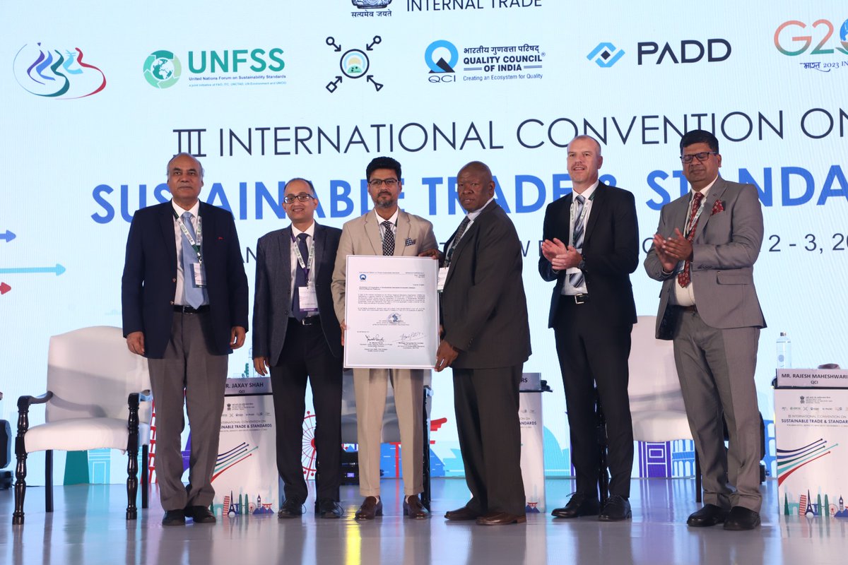 QCI #qualitymatters (@qualitycouncil) on Twitter photo International Cooperation: Declaration of Cooperation in Sustainability Standards Ecosystem with African Organisation for Standardisation
<a href="/PMOIndia/">PMO India</a>, <a href="/PiyushGoyal/">Piyush Goyal</a>, <a href="/DPIITGoI/">DPIIT India</a>, <a href="/DoC_GoI/">Dept of Commerce, GoI</a>, <a href="/jaxayshah/">Jaxay Shah</a>, <a href="/Monks_MP/">Manish PANDE</a>, <a href="/UNFSS1/">United Nations Forum on Sustainability Standards</a>, <a href="/RajMah70/">Rajesh Maheshwari</a>, <a href="/PADD_QCI/">PADD_QCI</a>, <a href="/EU_in_India/">EU in India</a>, <a href="/DhakshaSystems/">Dhaksha Unmanned Systems Private Limited</a> International Cooperation: Declaration of Cooperation in Sustainability Standards Ecosystem with African Organisation for Standardisation
<a href="/PMOIndia/">PMO India</a>, <a href="/PiyushGoyal/">Piyush Goyal</a>, <a href="/DPIITGoI/">DPIIT India</a>, <a href="/DoC_GoI/">Dept of Commerce, GoI</a>, <a href="/jaxayshah/">Jaxay Shah</a>, <a href="/Monks_MP/">Manish PANDE</a>, <a href="/UNFSS1/">United Nations Forum on Sustainability Standards</a>, <a href="/RajMah70/">Rajesh Maheshwari</a>, <a href="/PADD_QCI/">PADD_QCI</a>, <a href="/EU_in_India/">EU in India</a>, <a href="/DhakshaSystems/">Dhaksha Unmanned Systems Private Limited</a>