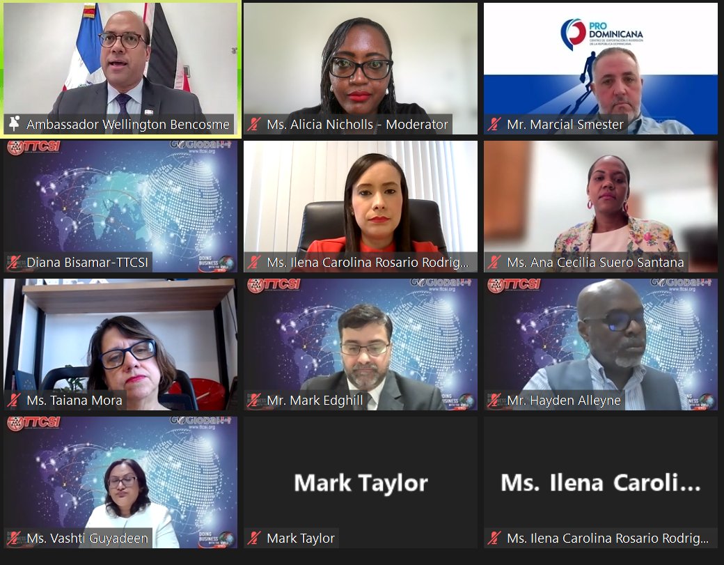 LicyLaw's tweet photo. Thanking the TTCSI for the opportunity to have moderated this panel "Doing business with the DR", part of their "Doing Business with the world" initiative. Thanks to the organisers, my esteemed and expert panelists for their insightful presentations and to everyone! #trade https://t.co/wXgxsJcYD0
