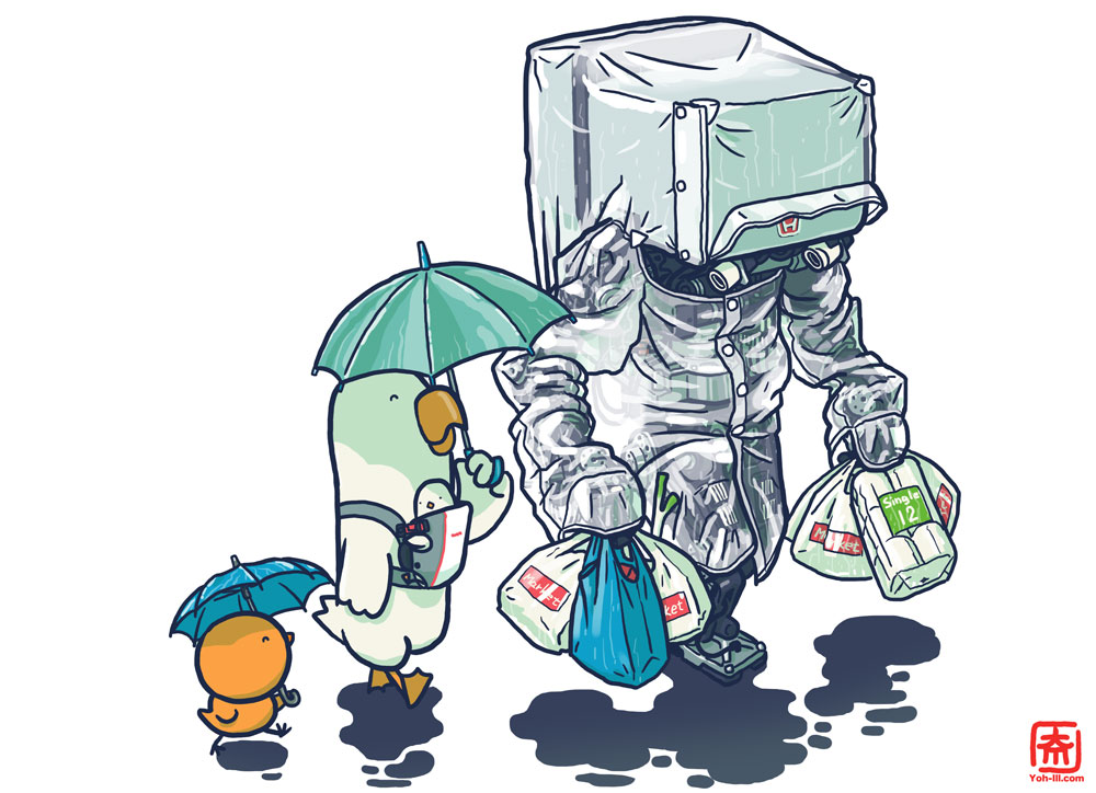 robot umbrella no humans holding holding umbrella science fiction mecha  illustration images