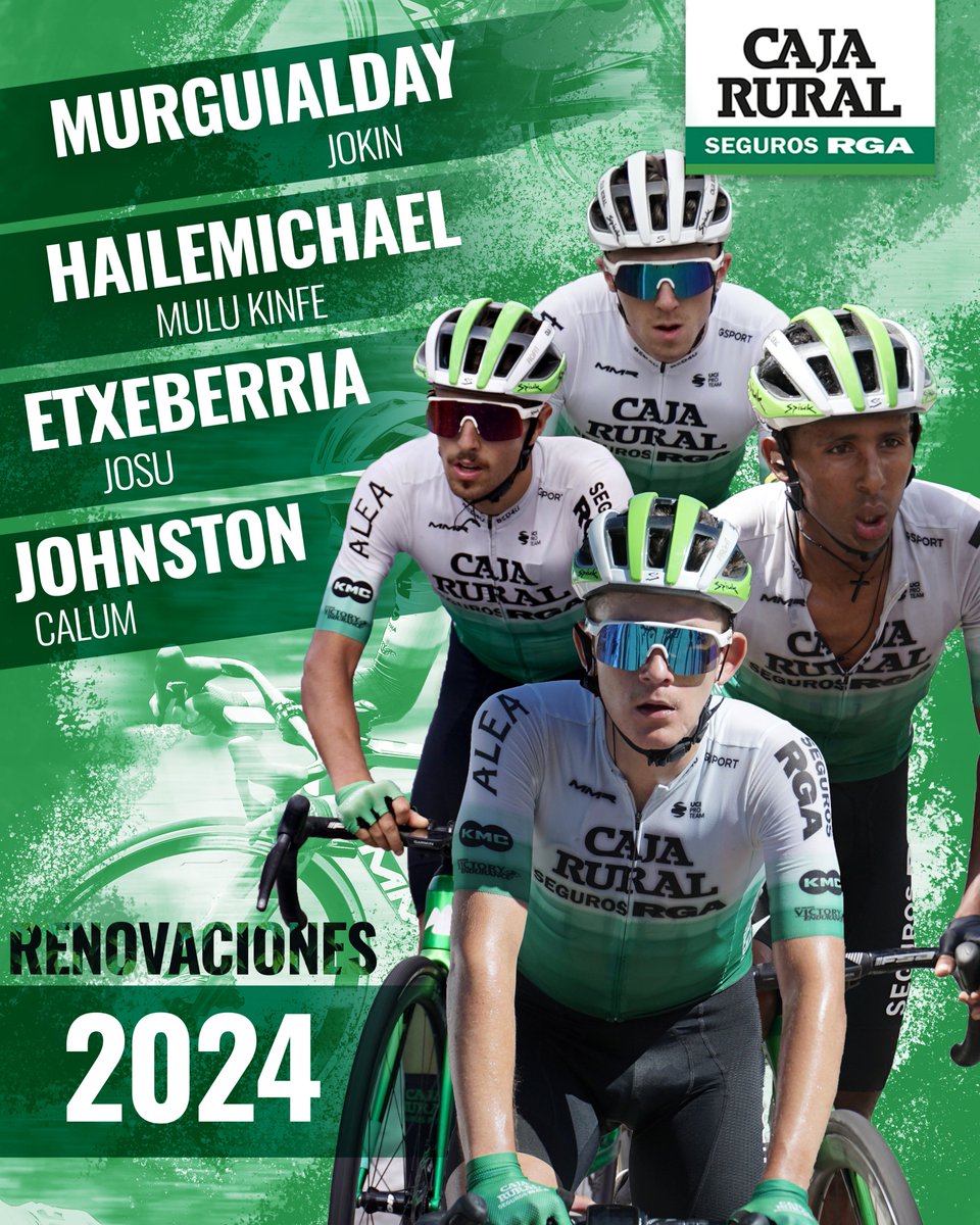 Team Caja Rural-RGA (@cajarural_rga) on Twitter photo ✍🏻 Cuatro 𝐫𝐞𝐧𝐨𝐯𝐚𝐜𝐢𝐨𝐧𝐞𝐬 siguen dando forma a la plantilla de Caja Rural-Seguros, todas de corredores formados en <a href="/FilialCajaRural/">Caja Rural-Alea</a>
✅ <a href="/ElBuenoDeJokin/">Jokin murguialday</a>
✅ <a href="/JosuEtxeberria_/">Josu Etxeberria</a>
✅ <a href="/KinfeMulu/">Mulu Kinfe hailemichael</a>
✅ <a href="/CalumjohnstonCj/">Calum Johnston</a>
📝 bit.ly/3QEMDpC
#SúmateAlVerde 💚 ✍🏻 Cuatro 𝐫𝐞𝐧𝐨𝐯𝐚𝐜𝐢𝐨𝐧𝐞𝐬 siguen dando forma a la plantilla de Caja Rural-Seguros, todas de corredores formados en <a href="/FilialCajaRural/">Caja Rural-Alea</a>
✅ <a href="/ElBuenoDeJokin/">Jokin murguialday</a>
✅ <a href="/JosuEtxeberria_/">Josu Etxeberria</a>
✅ <a href="/KinfeMulu/">Mulu Kinfe hailemichael</a>
✅ <a href="/CalumjohnstonCj/">Calum Johnston</a>
📝 bit.ly/3QEMDpC
#SúmateAlVerde 💚